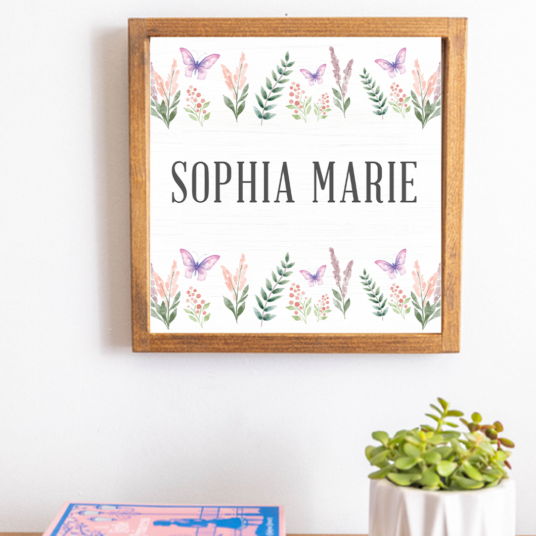 Personalized Floral 12” x 12” Wall Art