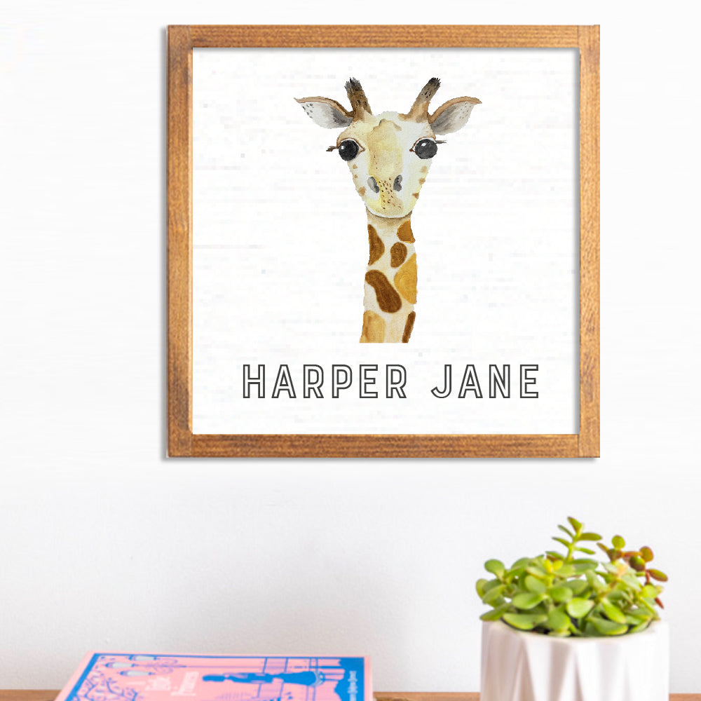 Personalized Giraffe 12” x 12” Wall Art