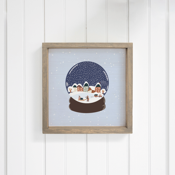 Vintage Snow Globe Village Wall Art