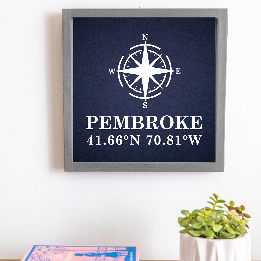 Personalized Compass + Coordinates 12" x 12" Wall Art