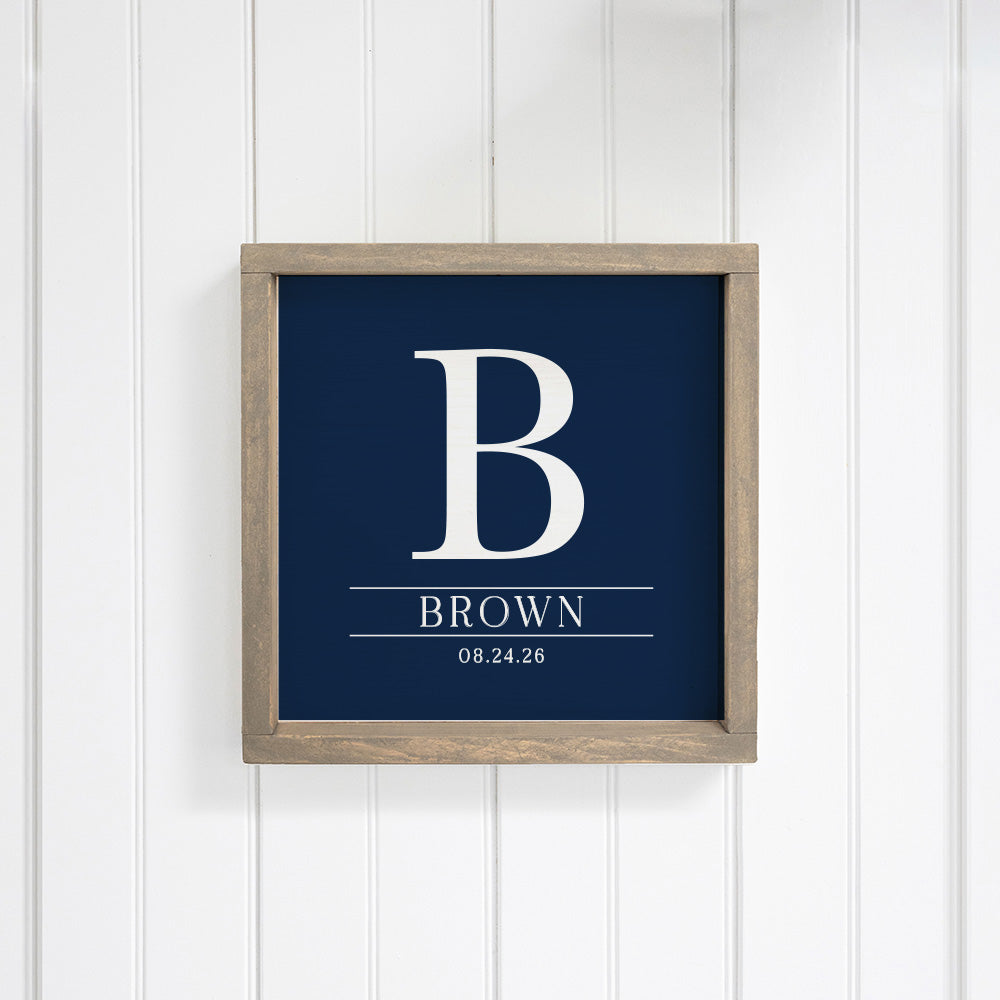 Initial Navy Personalized Wall Art