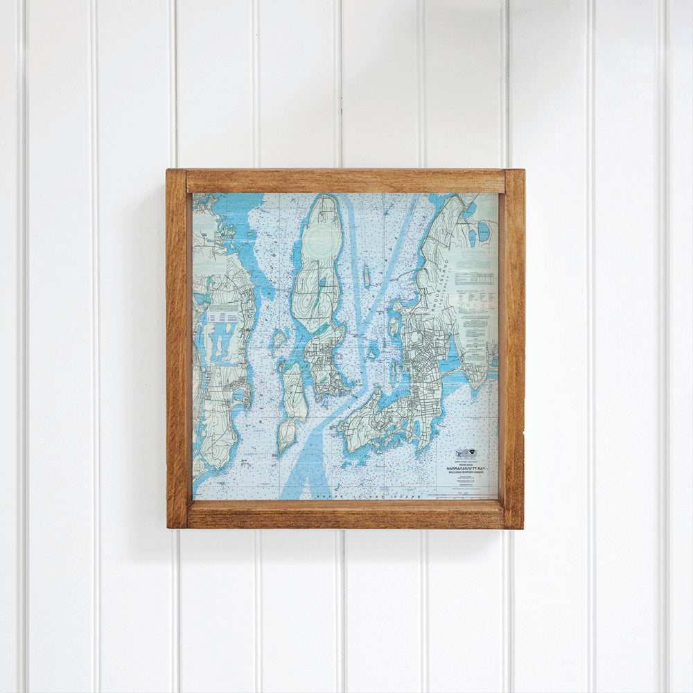 Narragansett Bay Chart Map Wall Art Rustic Marlin