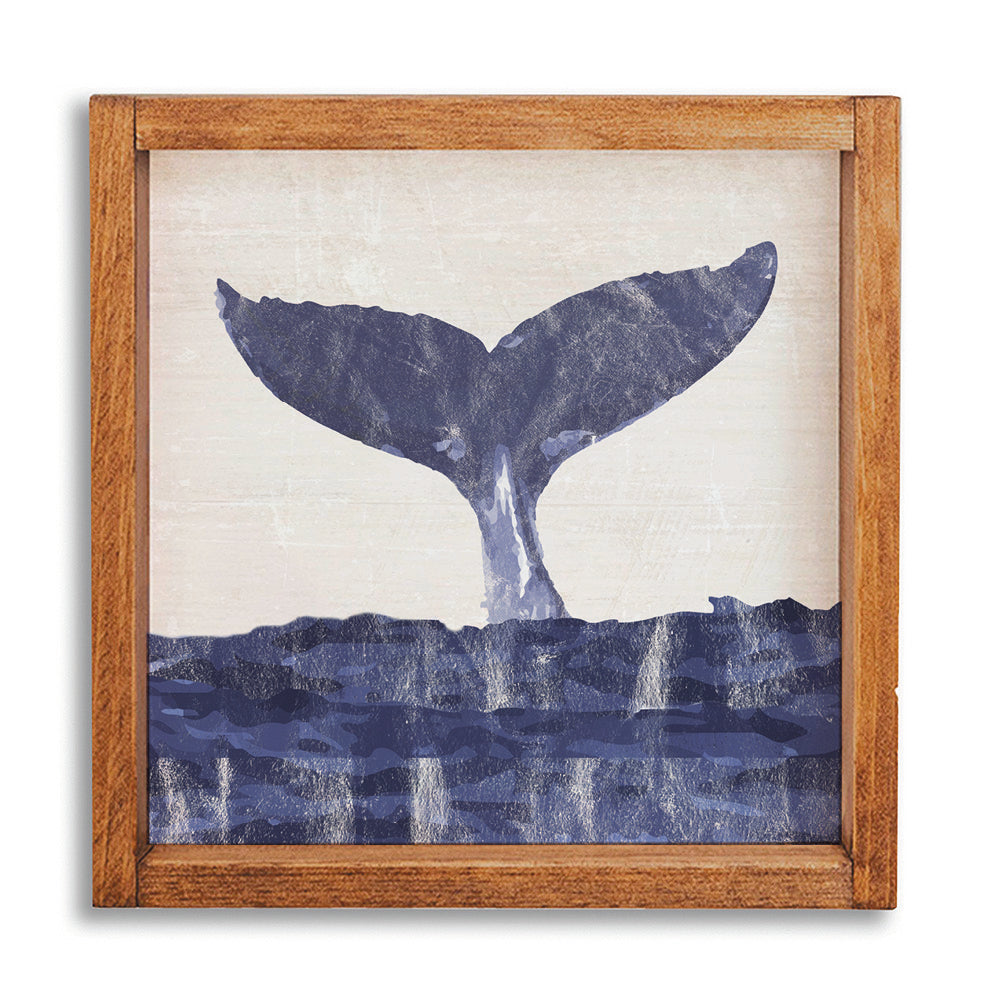 Indigo Whale Tail 12" x 12" Wall Art