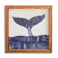 Indigo Whale Tail 12" x 12" Wall Art
