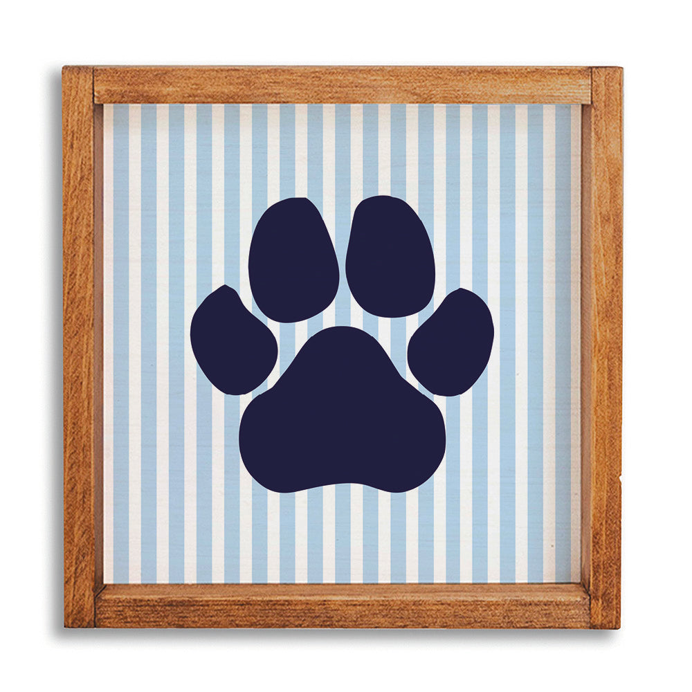 Striped Blue Paw 12" x 12" Wall Art