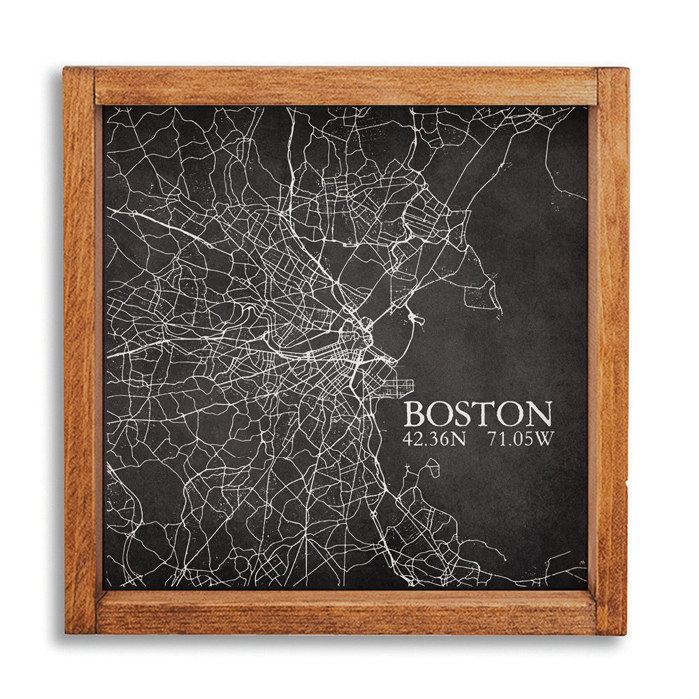Charcoal Boston City Grid Wall Art