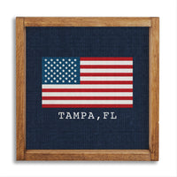 American Flag Needlepoint Personalized Wall Art