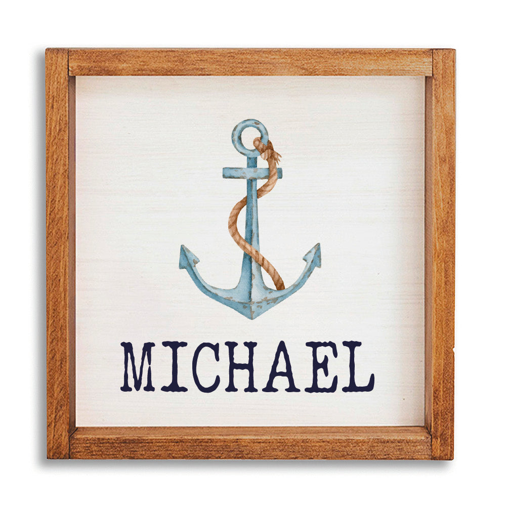 Watercolor Anchor 12" x 12" Personalized Wall Art