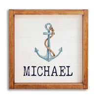 Watercolor Anchor 12" x 12" Personalized Wall Art