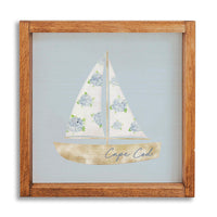 Hydrangea Sailboat 12" x 12" Personalized Wall Art