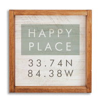 Happy Place Coordinates 12” x 12” Personalized Wall Art