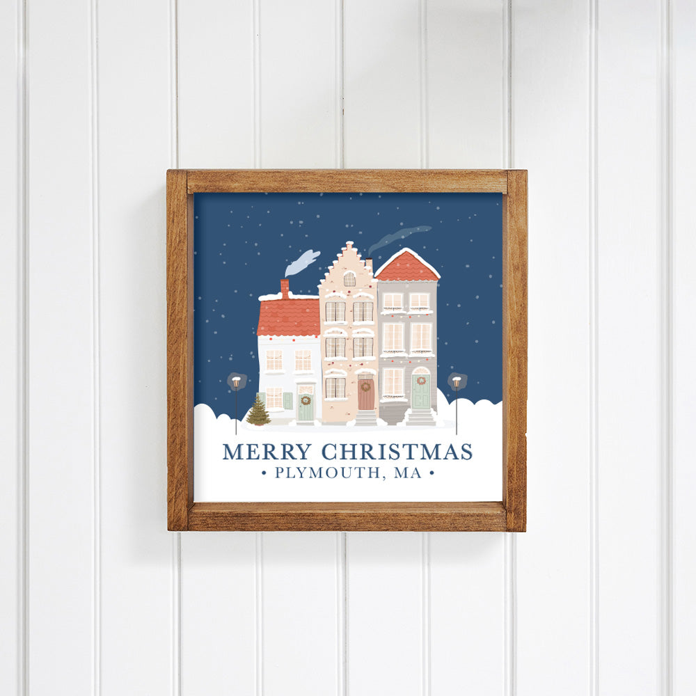 Personalized Vintage Christmas Village Wall Art