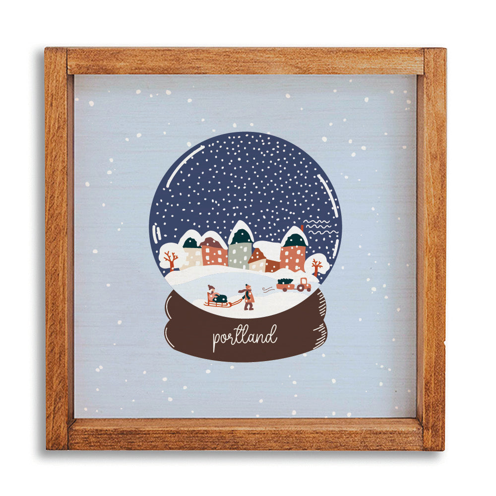 Vintage Snow Globe Village Personalized Wall Art