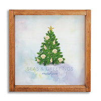 Coastal Christmas Evergreen Tree  Personalized Wall Art
