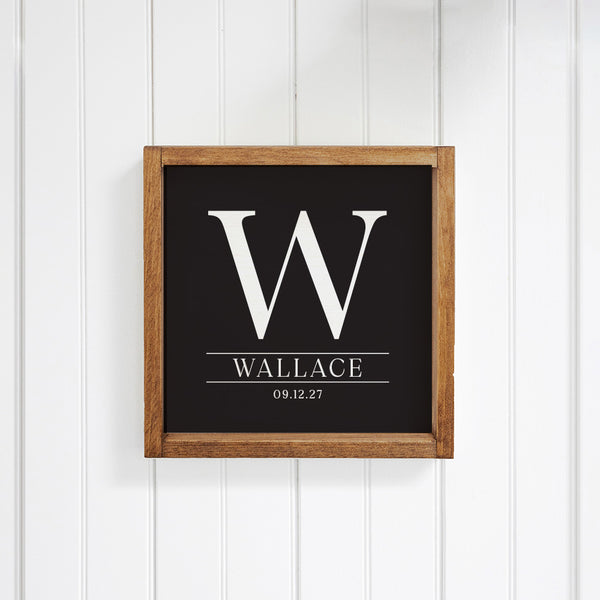 Initial Black Personalized Wall Art