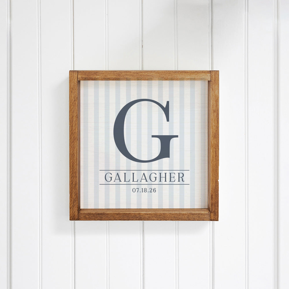 Initial Striped Personalized Wall Art