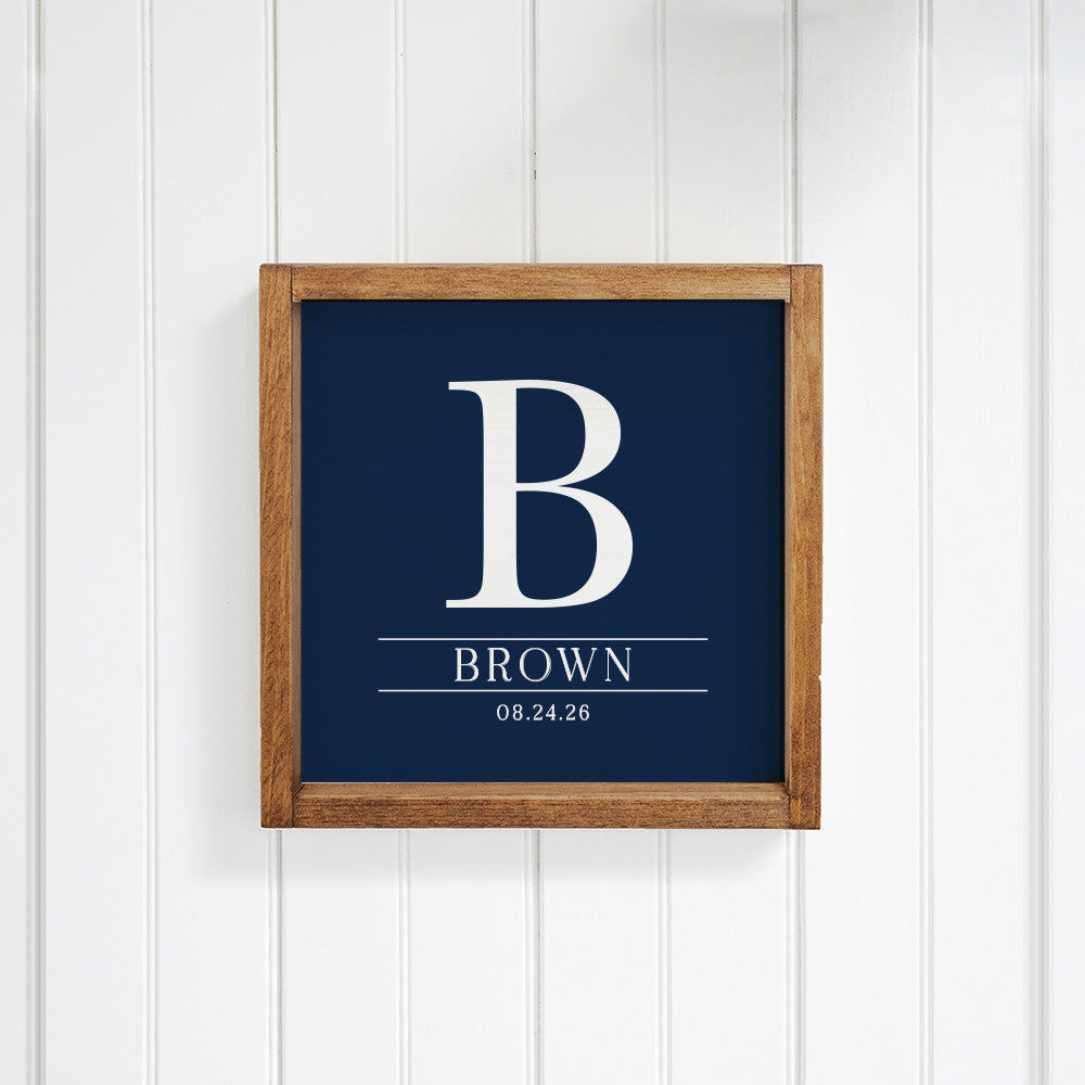 Initial Navy Personalized Wall Art