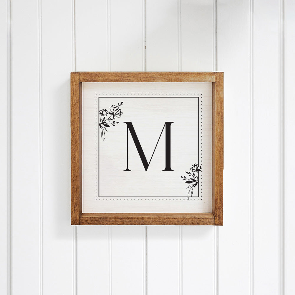 Classic Floral Initial Personalized Wall Art