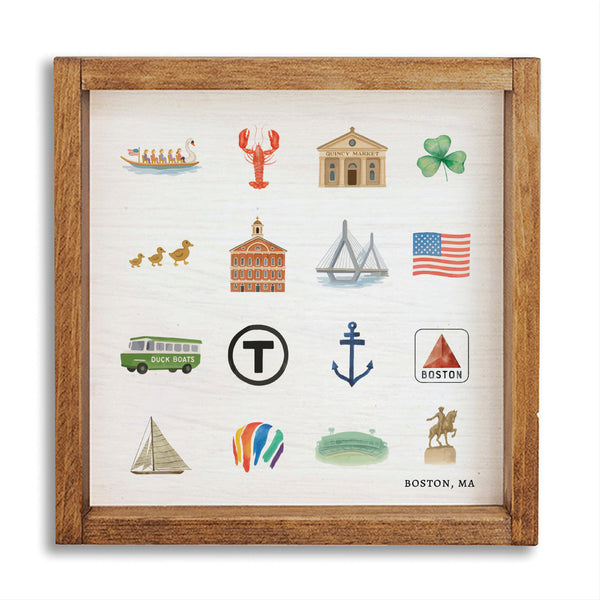 Boston Massachusetts State Icons Wall Art