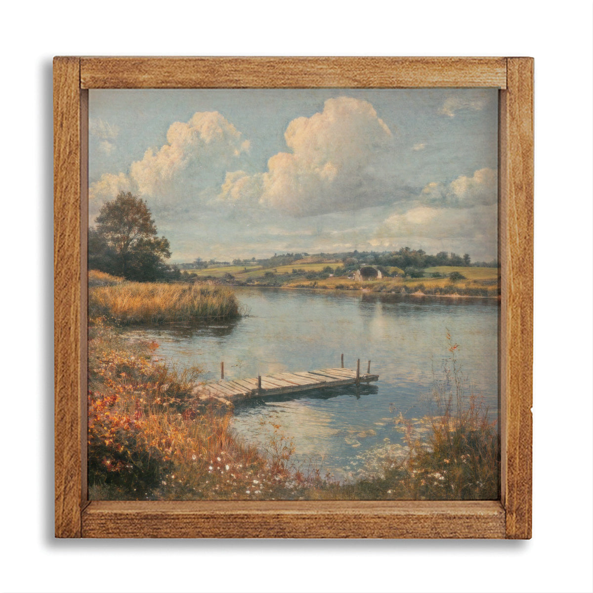 River Dock Landscape Wall Art 12" x 12"