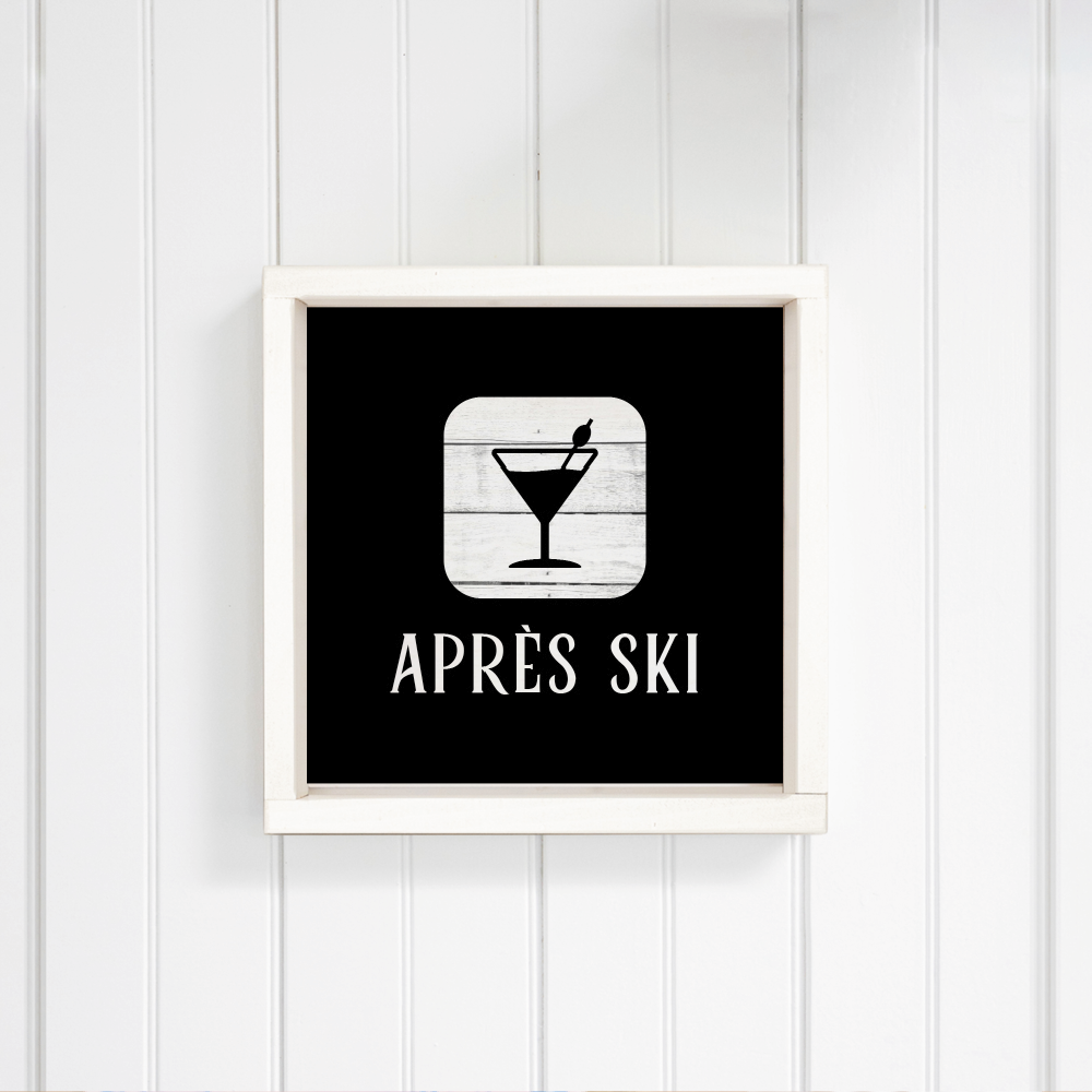 Black and White Apres Ski Martini Wall Art