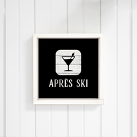 Black and White Apres Ski Martini Wall Art