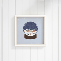 Vintage Snow Globe Village Wall Art