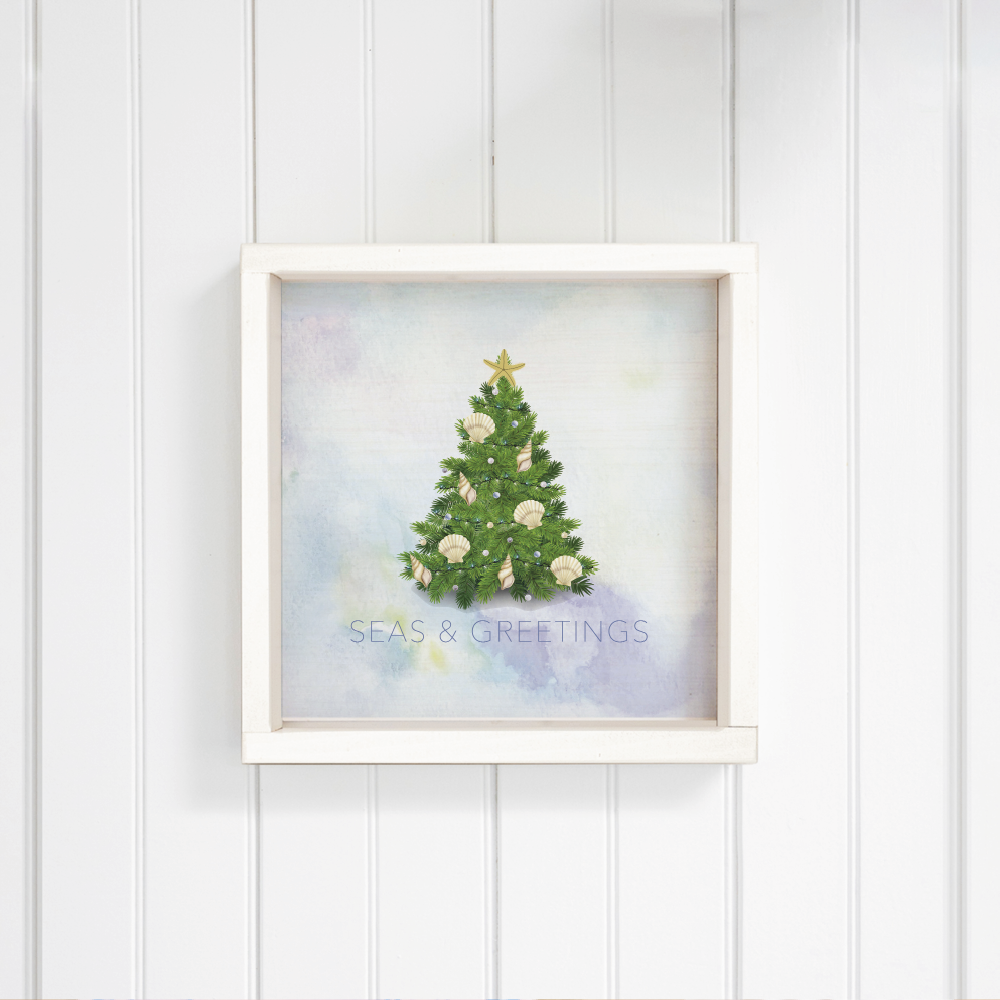 Coastal Christmas Evergreen Tree Wall Art