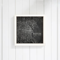 Charcoal Boston City Grid Wall Art