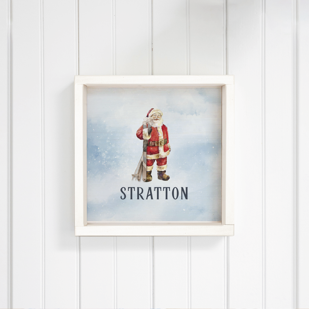 Personalized Vintage Ski Santa Wall Art