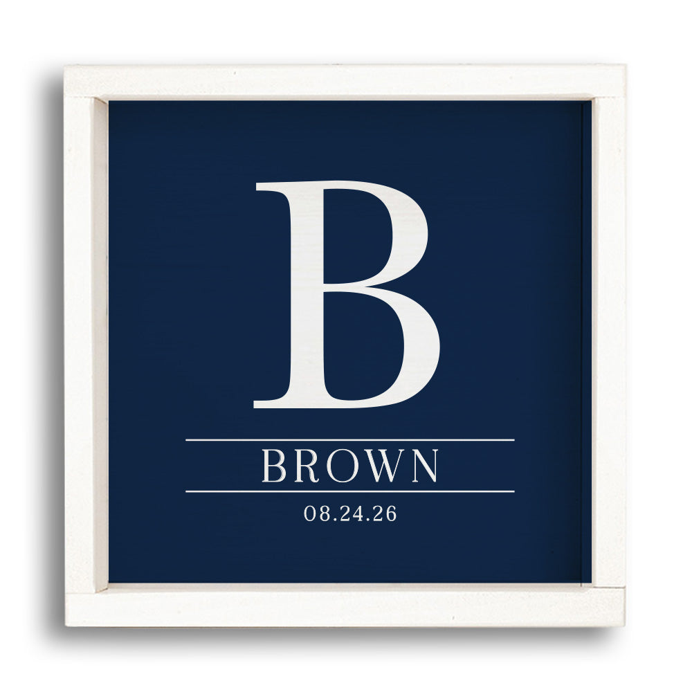 Initial Navy Personalized Wall Art