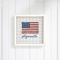American Flag Blue Plaid Personalized Wall Art