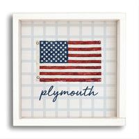 American Flag Blue Plaid Personalized Wall Art