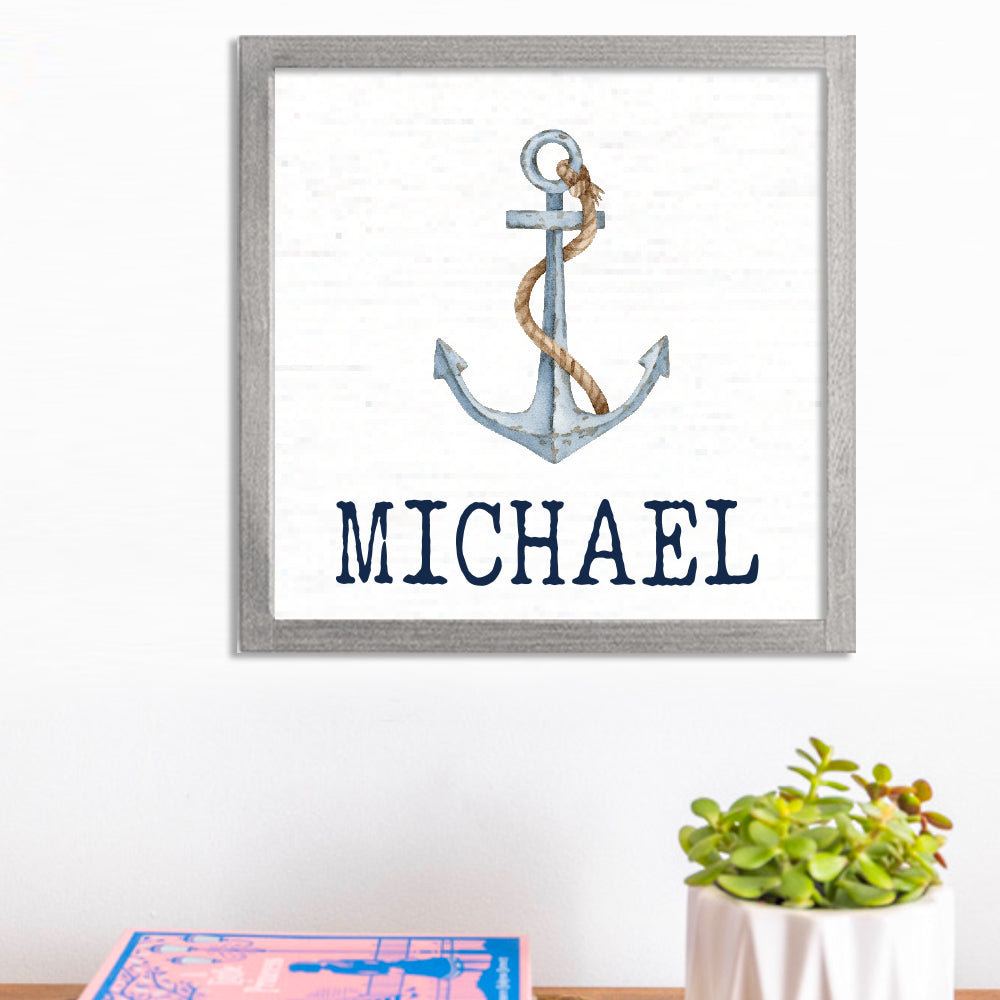 Personalized Watercolor Anchor 12” x 12” Wall Art