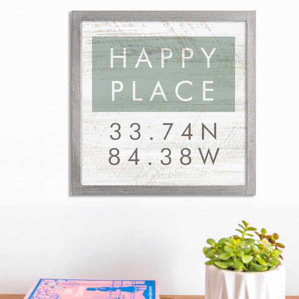 Personalized Happy Place Coordinates 12” x 12” Wall Art