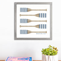 Personalized Striped Oars 12" x 12" Framed Wall Art