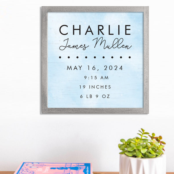 Personalized Birth Announcement 12" x 12" Wall Art