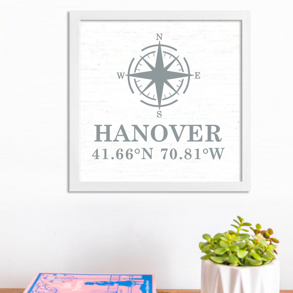 Personalized Compass + Coordinates 12" x 12" Wall Art