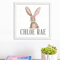 Personalized Floral Bunny 12” x 12” Wall Art