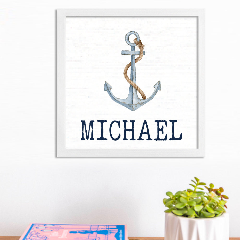 Personalized Watercolor Anchor 12” x 12” Wall Art