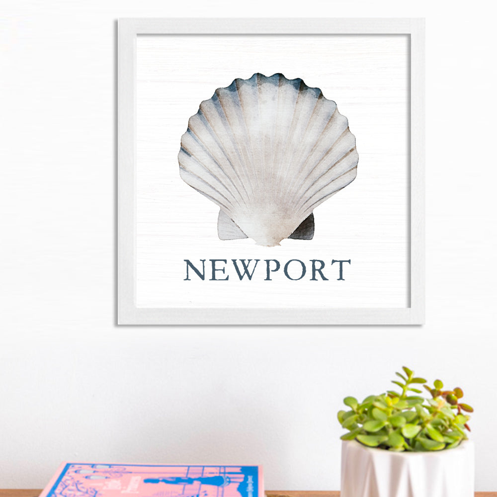 Personalized Watercolor Shell 12" x 12" Framed Wall Art