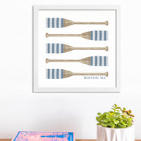 Personalized Striped Oars 12" x 12" Framed Wall Art