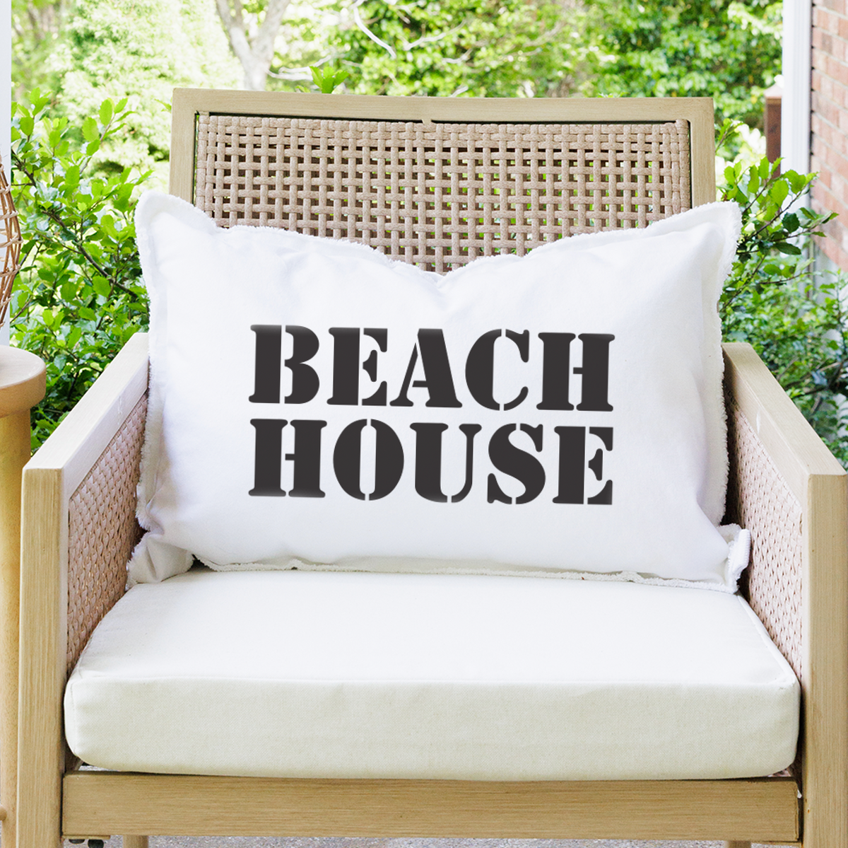 Your Word Two Lines Stencil Personalized Lumbar Pillow
