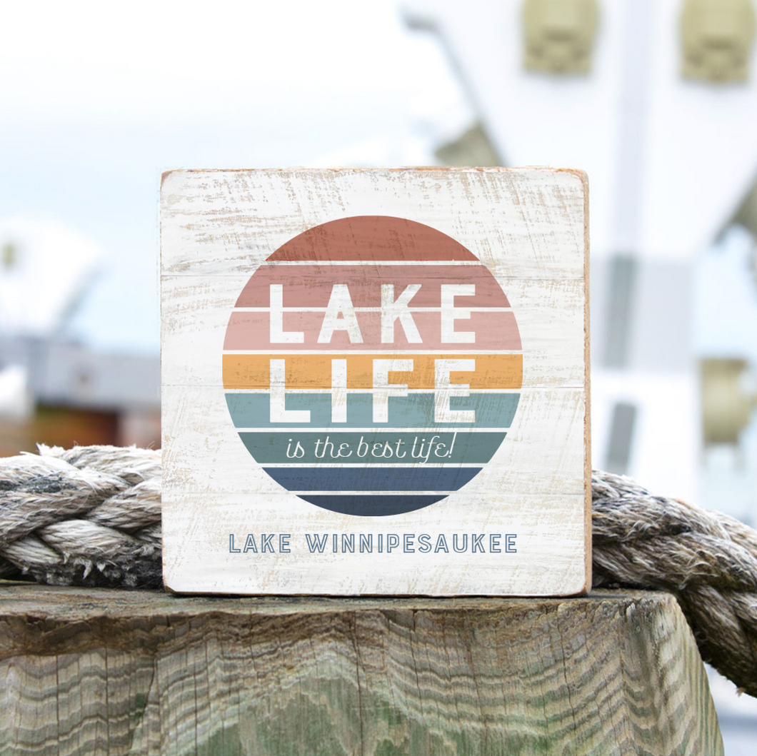 Personalized Lake Life Decorative Wooden Block