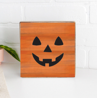 Jack-O-Lantern Decorative Wooden Block