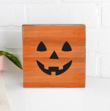 Load image into Gallery viewer, Jack-O-Lantern Decorative Wooden Block
