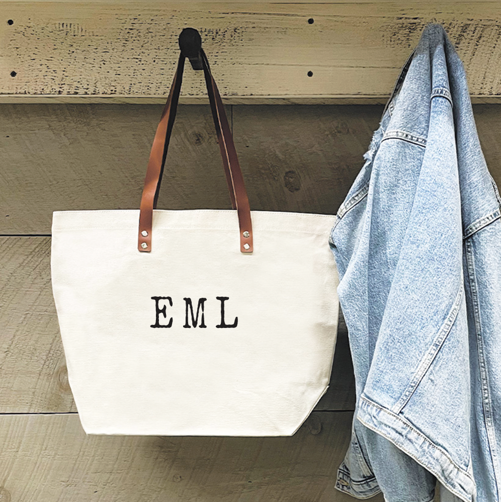 Personalized 3 Initials Tote Bag