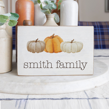 Load image into Gallery viewer, Personalized Fall Pumpkins Decorative Wooden Block
