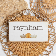 Load image into Gallery viewer, Personalized Fall Pumpkins Twine Hanging Sign
