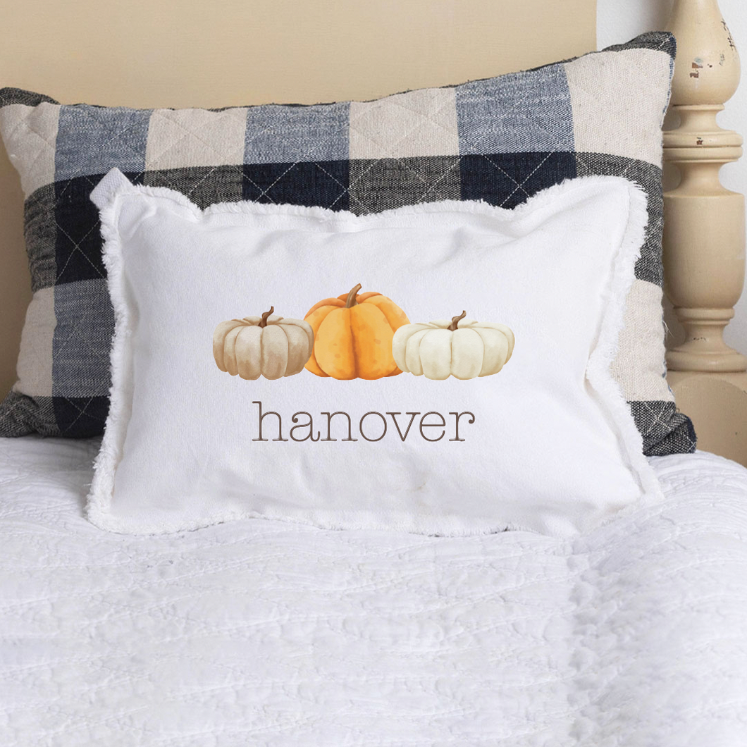Personalized Fall Pumpkins Lumbar Pillow